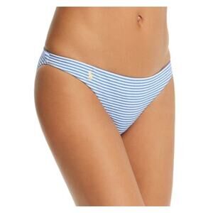 RALPH LAUREN Women's Blue & White Nautical Striped Hipster Swim Bottom XS